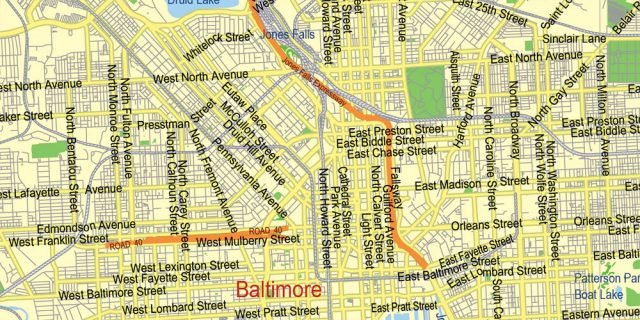 Washington DC Map + Baltimore + part of Virginia Map Editable Printable ...