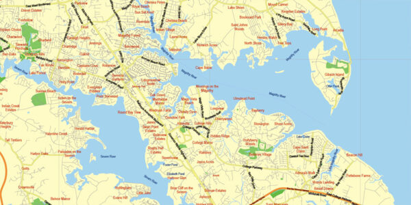 Washington DC Map + Baltimore + part of Virginia Map Editable Printable ...