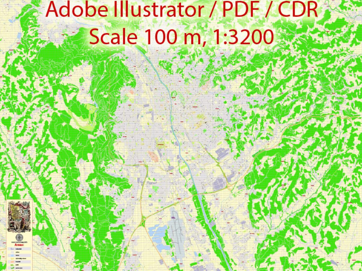 Printable Pdf Vector Map Graz Austria Exact Detailed City Plan Editable