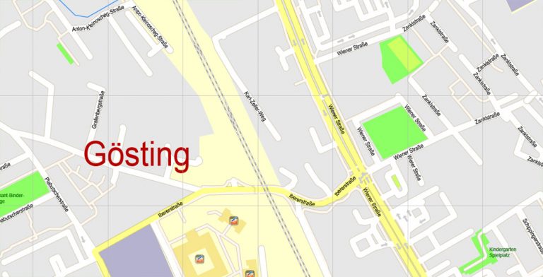 Graz Vector Map, Austria, Printable exact detailed City Plan, 100 ...