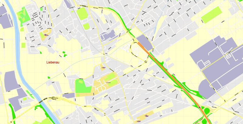Printable Vector Map Graz, Austria, exact detailed City Plan, 100 meters scale map  1:3125, editable Layered Adobe Illustrator, 17 Mb ZIP