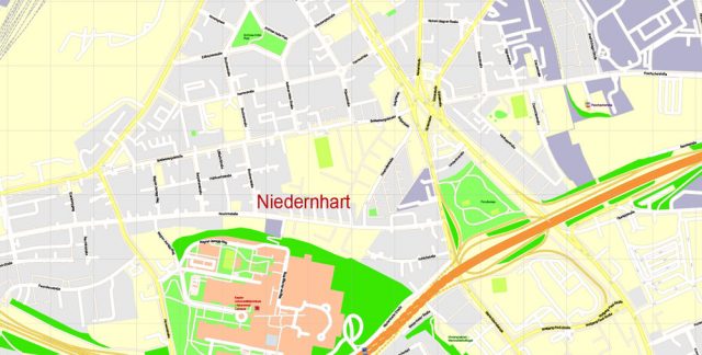 Linz PDF Map Austria, Printable Vector exact detailed City Plan, 100 ...