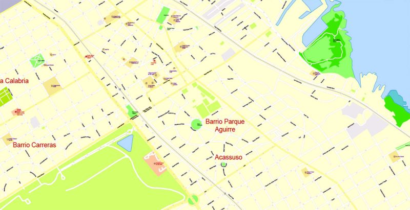 Printable Vector Map Buenos Aires Metropolitan Area, exact detailed City Plan, 100 meters scale map 1:3862, editable Layered Adobe Illustrator, 36 Mb ZIP