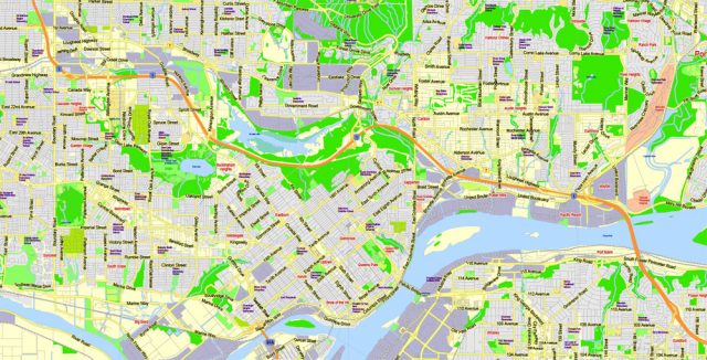 British Columbia South-West part Printable Map, Canada, exact vector in ...