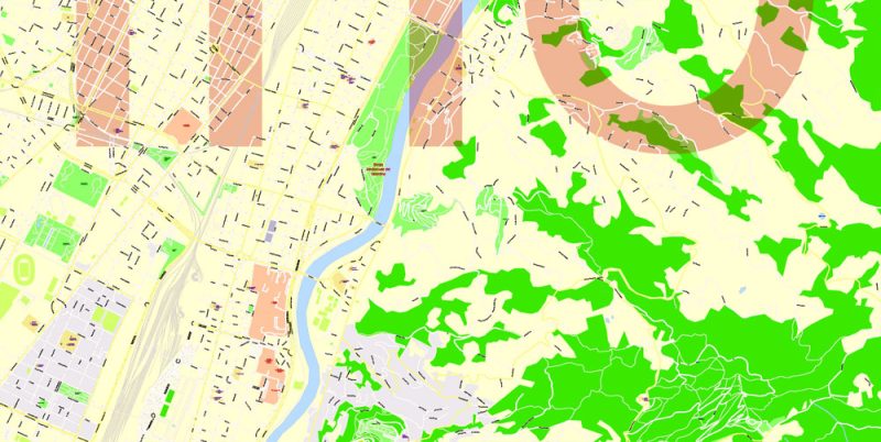 Printable Vector Map Turin / Torino Metro Area, Italy, exact detailed City Plan, 100 meters scale map 1:3318, editable Layered Adobe Illustrator, 20 Mb ZIP