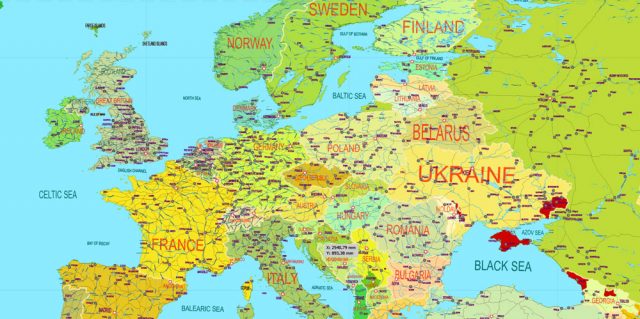 Printable World Political Map Gall-Peters Projection editable CorelDraw