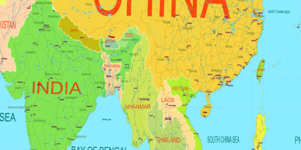 World Political Editable PDF Map 01 in Gall-Peters Projection Adobe PDF