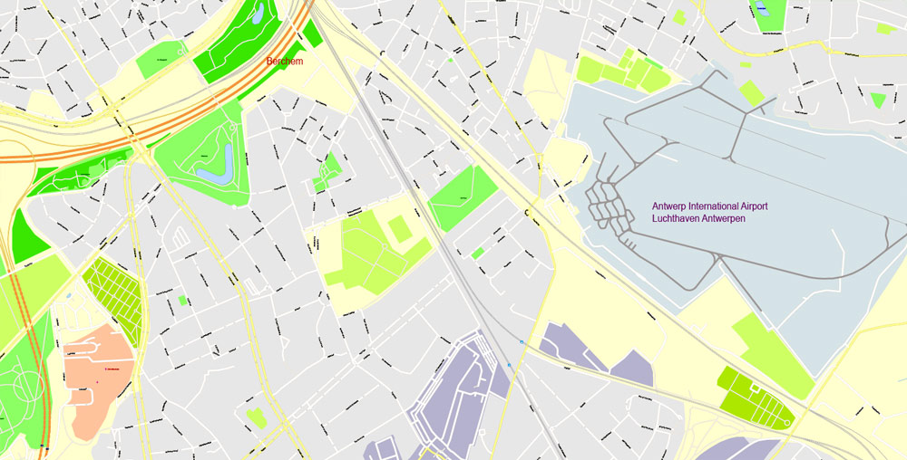 Map Antwerp PDF Vector Urban Plan Layered Editable Street Map Belgium