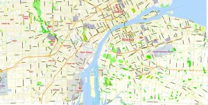 Detroit PDF Map editable Michigan US exact vector City Plan Adobe PDF ...