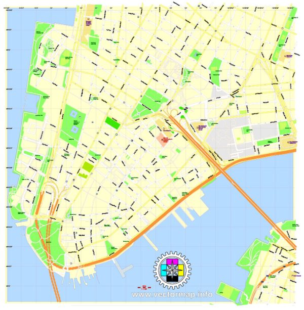 Financial District of New York City US Printable Map extra detailed ...
