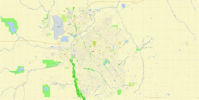 City Map Lincoln NE Vector Urban Plan Illustrator Editable Street Map
