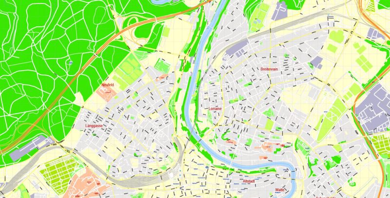 City Map Bern Vector Urban Plan Adobe Illustrator Editable Street Map