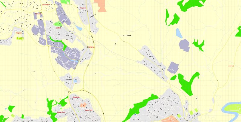 Printable Vector Map Cardiff + Newport Wales UK, exact detailed City Plan, Scale 1:2922, editable Layered Adobe Illustrator Street Map, 14 Mb ZIP