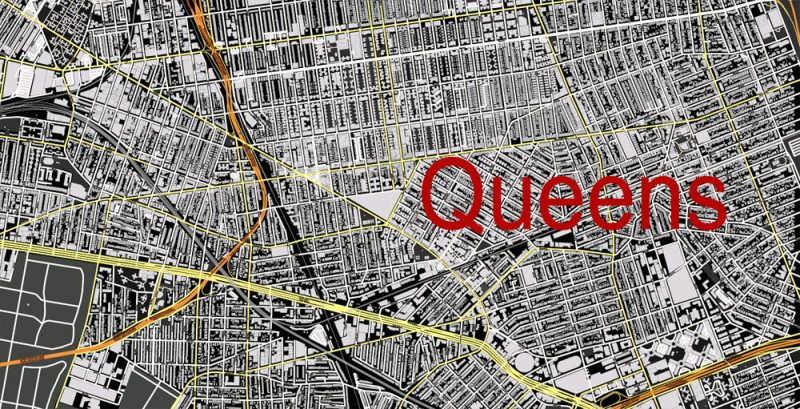 Printable Vector Map New York City US, exact vector City Plan all Buildings scale 1:3556, full editable, Adobe Illustrator Street Maps