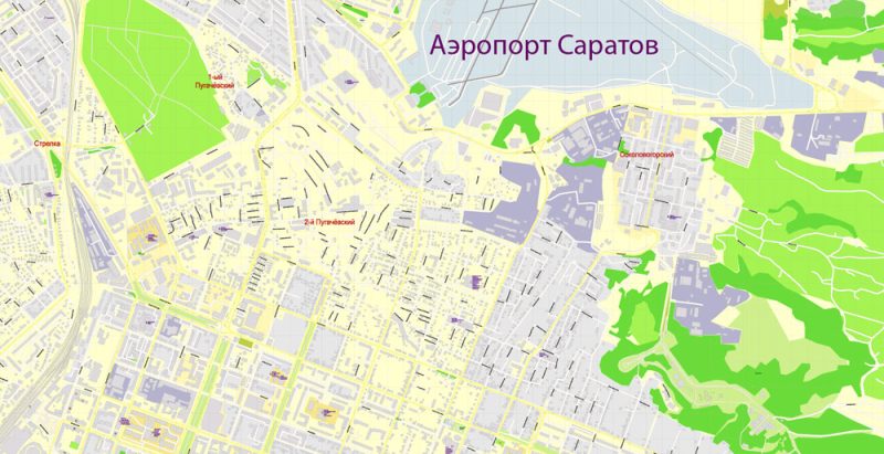 Саратов + Энгельс PDF векторная карта города подробная редактируемая в слоях Adobe PDF