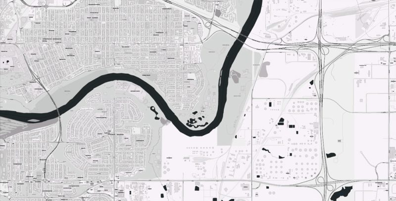 Printable Map Edmonton, Canada, exact  City Plan full editable, Adobe Illustrator, full vector, scalable, editable text format  street names, 26 mb ZIP