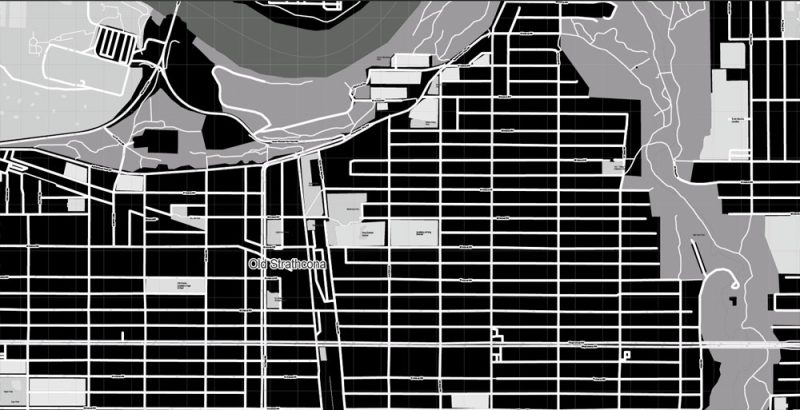 Printable Map Edmonton, Canada, exact  City Plan full editable, Adobe Illustrator, full vector, scalable, editable text format street names, 10 mb ZIP