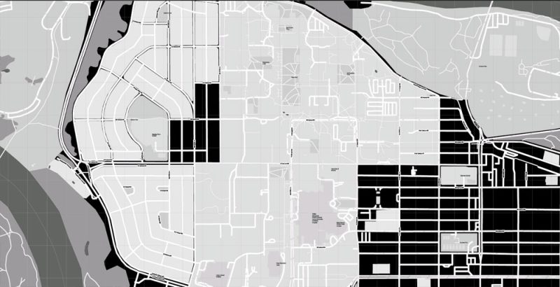 Printable Map Edmonton, Canada, exact  City Plan full editable, Adobe Illustrator, full vector, scalable, editable text format street names, 10 mb ZIP