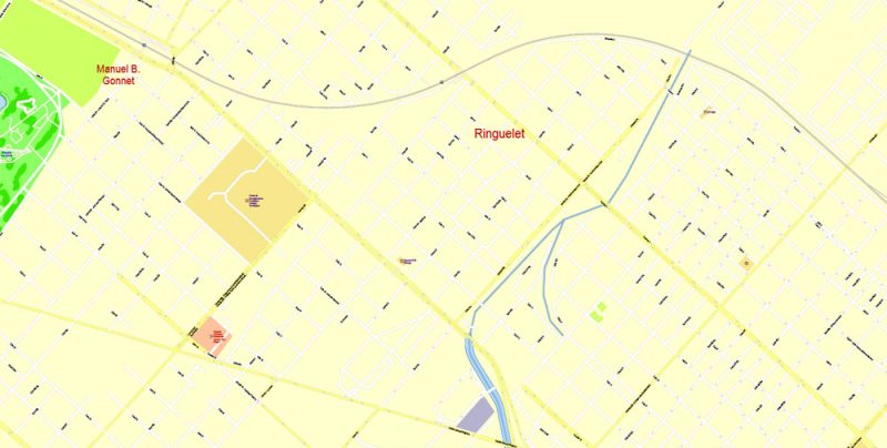 Printable Vector Map La Plata Argentina, exact detailed City Plan Street Map, scale 1:3851, editable Layered Adobe Illustrator, 9 Mb ZIP