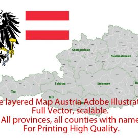 Editable map Austria relief road CDR