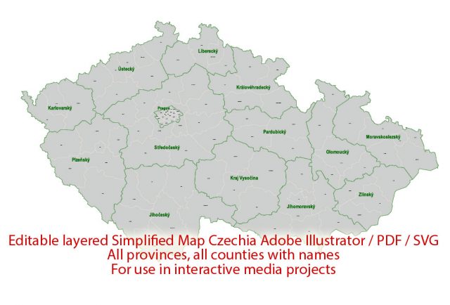 Editable Vector Admin 1 2 Map Czech Republic Simple Ai Pdf Svg 00 640x434 