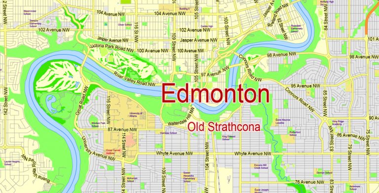 Printable City Map Edmonton Canada Gvl13 Ai Cs6 Ai Pdf 1 768x392 