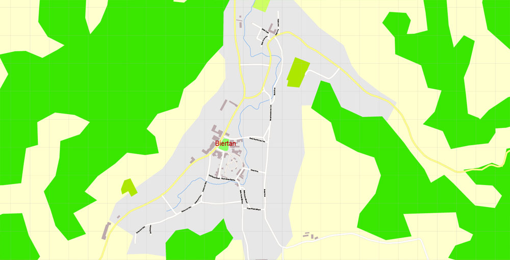 Printable Vector Map Biertan Romania, exact detailed City Plan, Scale 1:3256, editable Layered Adobe Illustrator Street Map, 6 Mb ZIP