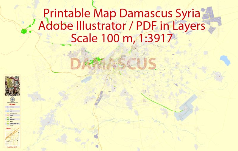 City Map Damascus Vector Urban Plan Adobe Illustrator Editable Street Map