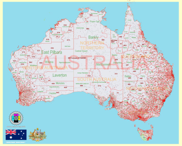 Australia PDF Vector Map 01 exact extra detailed Country Plan Roads ...