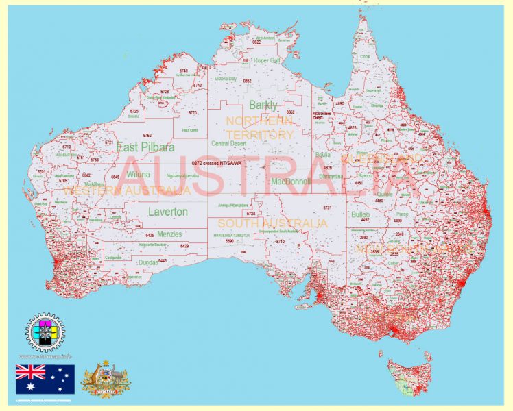_Australia PDF Vector Map 01 exact extra detailed Country Plan Roads ...