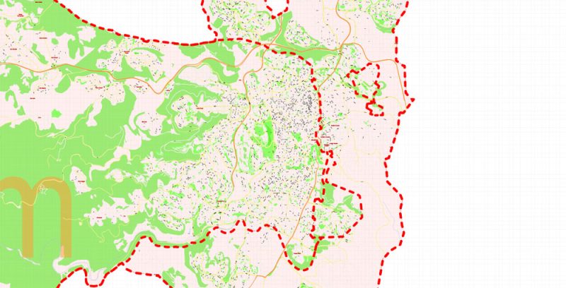 Printable Vector Map Israel English names, exact extra detailed Country City Plan scale 1:4009 full editable Adobe Illustrator Road Street Admin Map