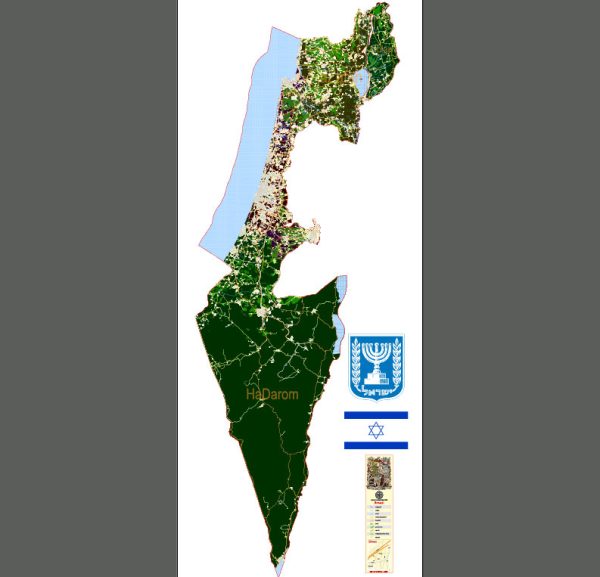 Printable Vector Map Israel English names, exact extra detailed Country City Plan scale 1:4009 full editable Adobe Illustrator Road Street Admin Map