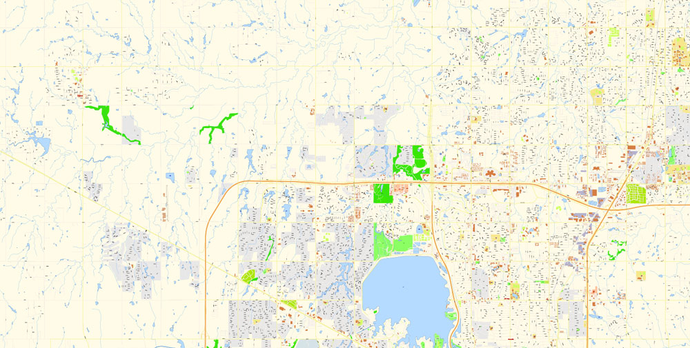 Oklahoma City Metro Area Oklahoma US Printable Vector Map, exact City Plan scale 1:3830 full editable Adobe Illustrator Street Map