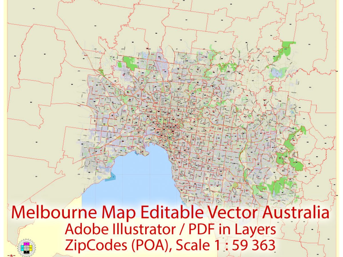 Map Of Melbourne Suburbs Melbourne Map Pdf Vector City Plan Zipcodes Areas (Poa) Street Map