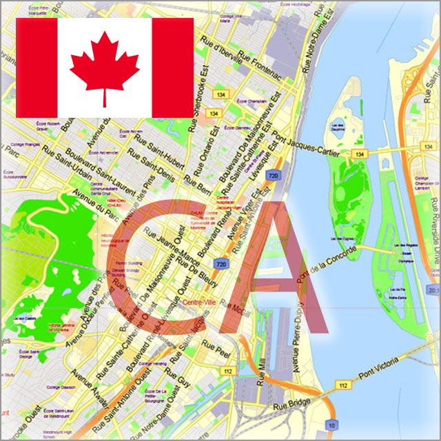 Canada City Maps Vector Urban Plans in the Adobe Illustrator, PDF