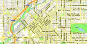 Denver Map PDF Vector Colorado US exact City Plan scale 1:57789 full ...