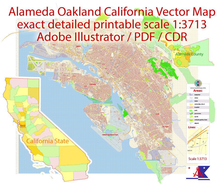 Urban plan Oakland Berkeley California: Digital Cartography