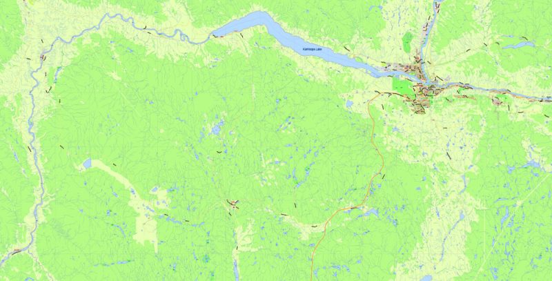 Kelowna Map Vector Large Area, Canada Exact City Plan Road Map Adobe Illustrator Scale 1:48279