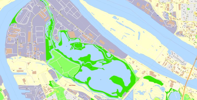 Portland Map Vector Oregon, exact City Plan scale 1:3290 full editable Adobe Illustrator Street Map in layers