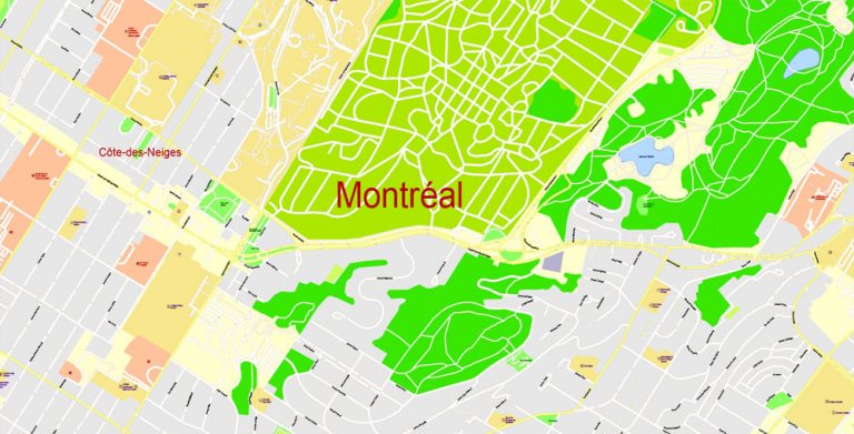 Montreal Map Grande Area Printable exact vector City Plan low and high