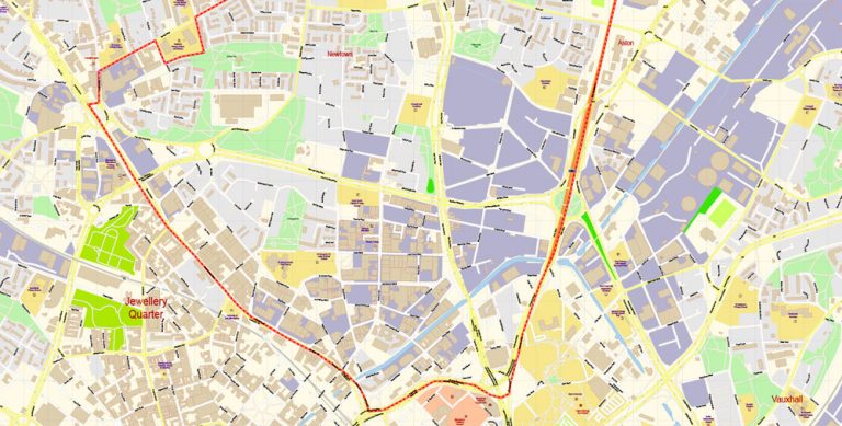 Aston Ward (Aston) UK Birmingham PDF Map exact extra detailed City Plan ...