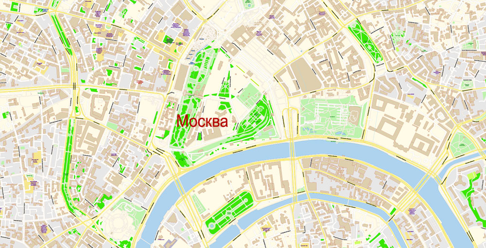 Urban plan Moscow: City Vector Maps for Business, Tourism, Education