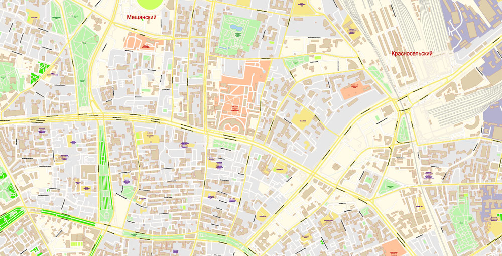 Urban plan Moscow: City Vector Maps for Business, Tourism, Education