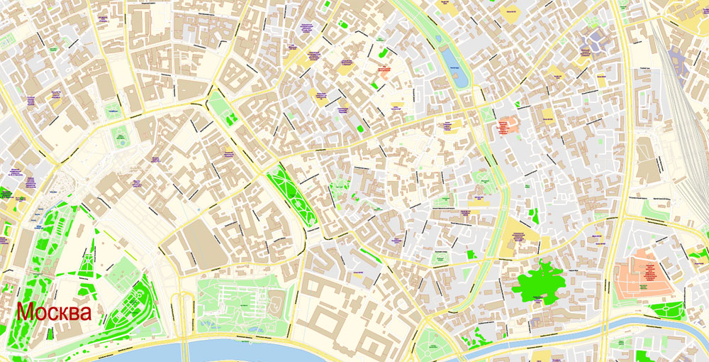 Urban plan Moscow: City Vector Maps for Business, Tourism, Education