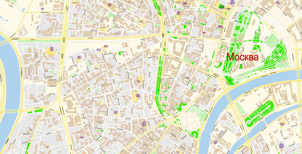 Urban plan Moscow: City Vector Maps for Business, Tourism, Education