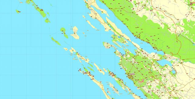 Croatia PDF Map Vector exact extra detailed Country 01 Plan Printable Road map full editable ...