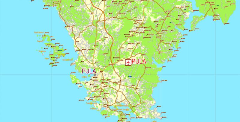 Croatia Map Vector exact extra detailed Country Plan Printable Road map full editable Adobe Illustrator in layers