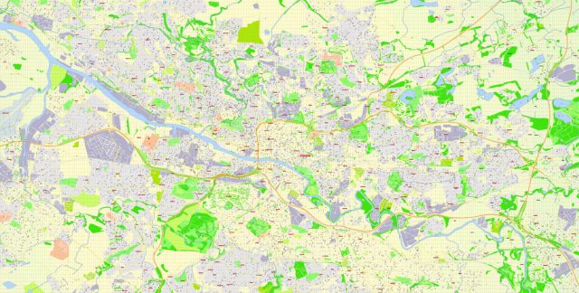 Glasgow PDF Map Vector Scotland Printable exact Detailed City Plan ...