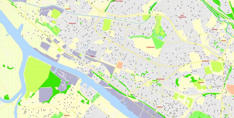 Glasgow PDF Map Vector Scotland Printable exact Detailed City Plan ...