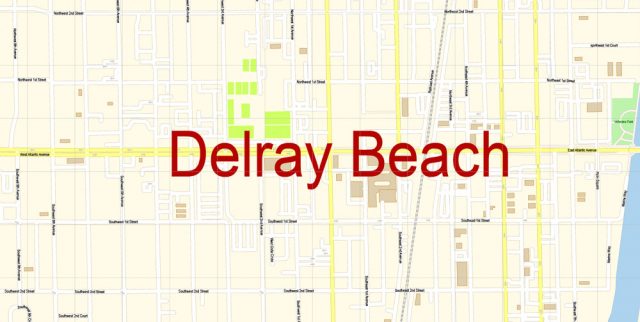 Delray Beach PDF Vector Map Florida US detailed City Plan editable